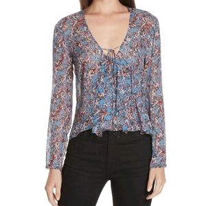 Iro Goth Ruffled Flower Print Blousr Size 34 Extra Small
